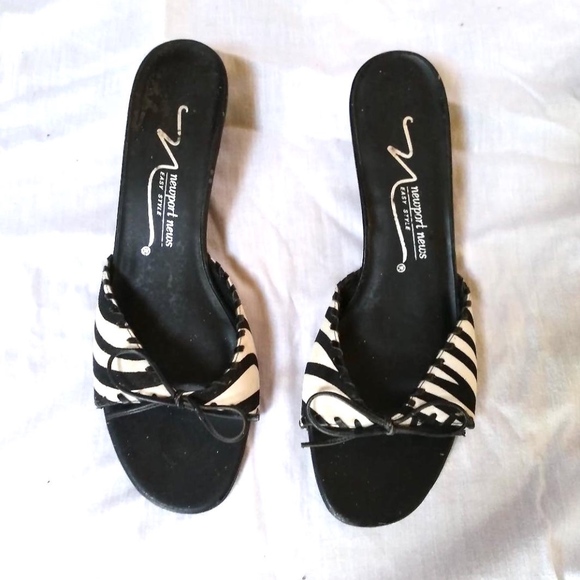 Newport News Shoes - Sold Zebra print mules leather uppers size 8